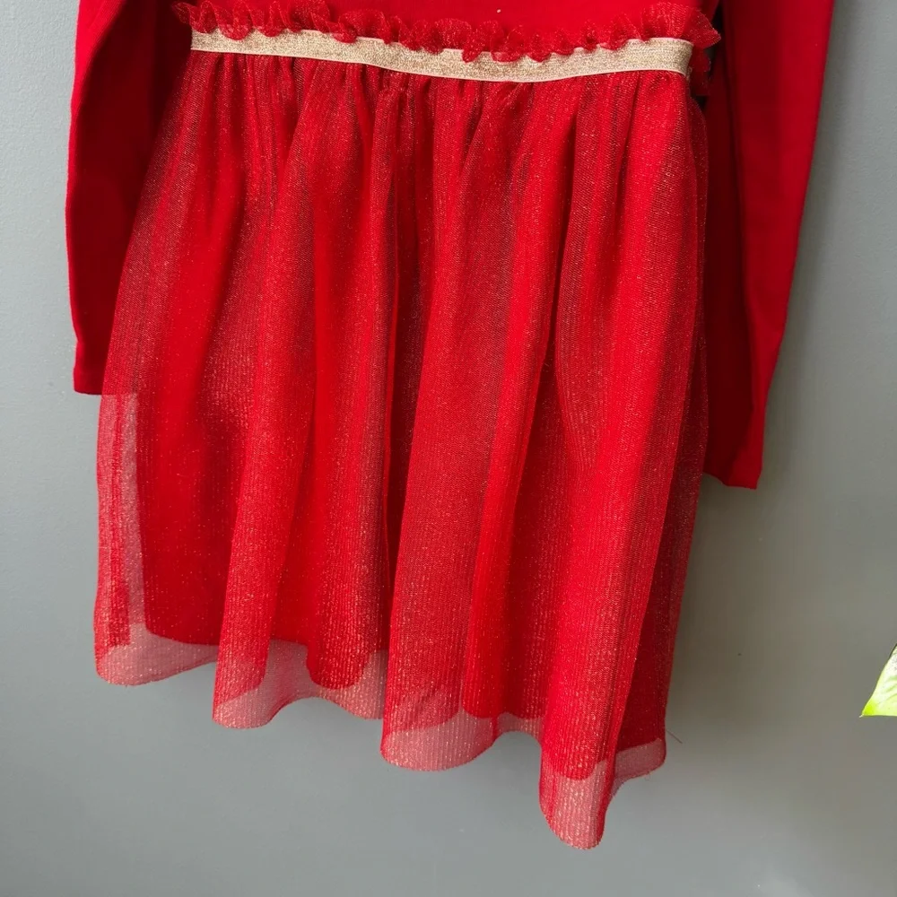 Cat and Jack Girls Red Shimmer Holiday Sparkle Tutu Christmas Dress. Medium
